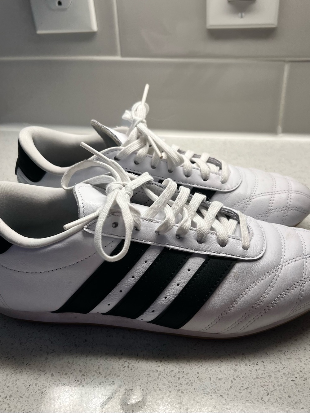adidas White Sneakers with Black Three-Stripes